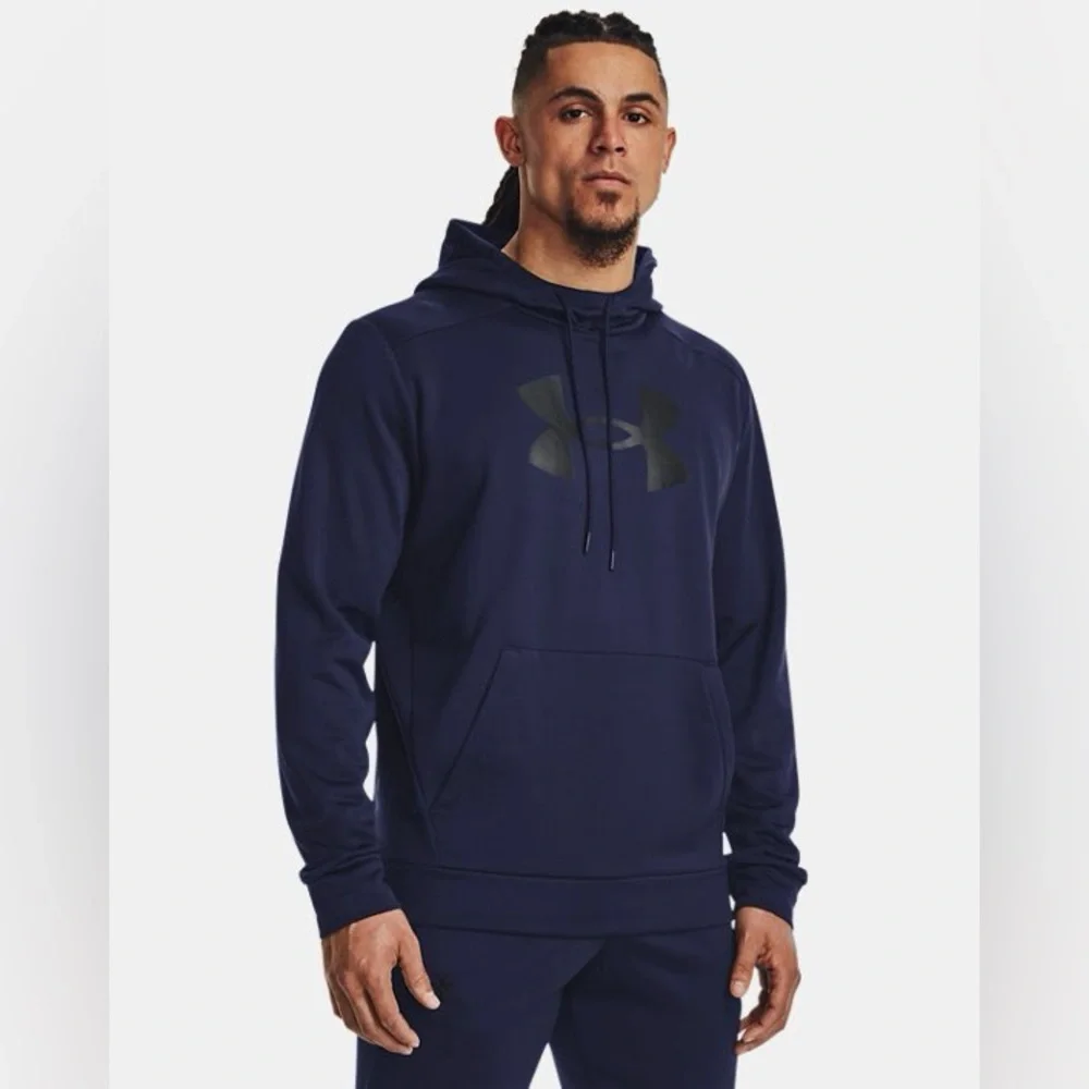 NWT UNDER ARMOUR Baby Blue Fleece Big Logo Lightweight Stretch Hoodie Sweatshirt